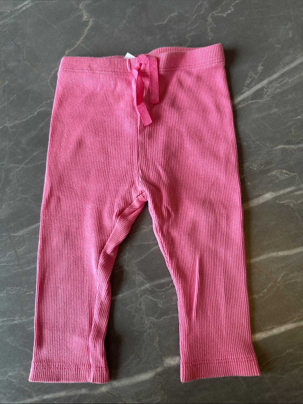 Zara Pink Ribbed Kids Leggings with Waist Tie